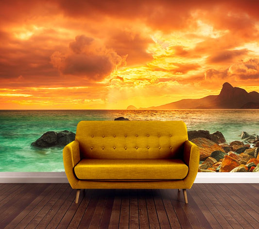 Wallpaper Murals Peel and Stick Removable Beach In Sunset High Quality