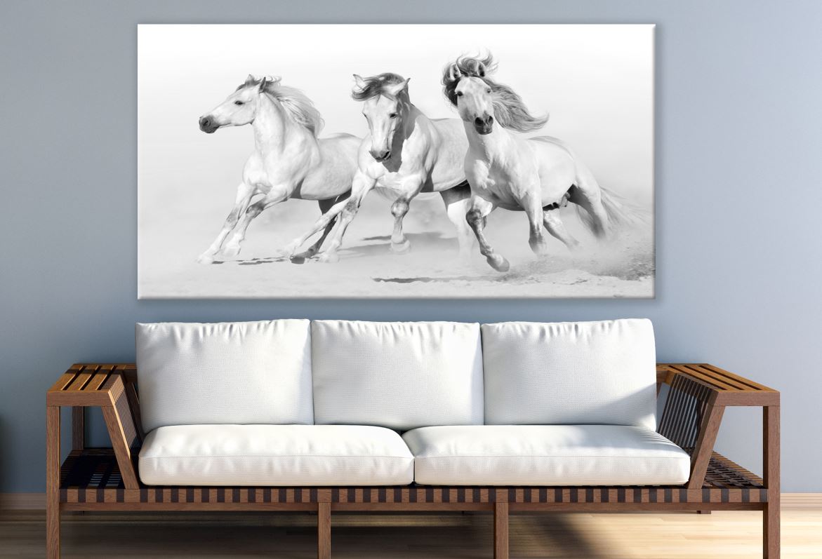 Three Horses Running on Sand Print 100% Australian Made