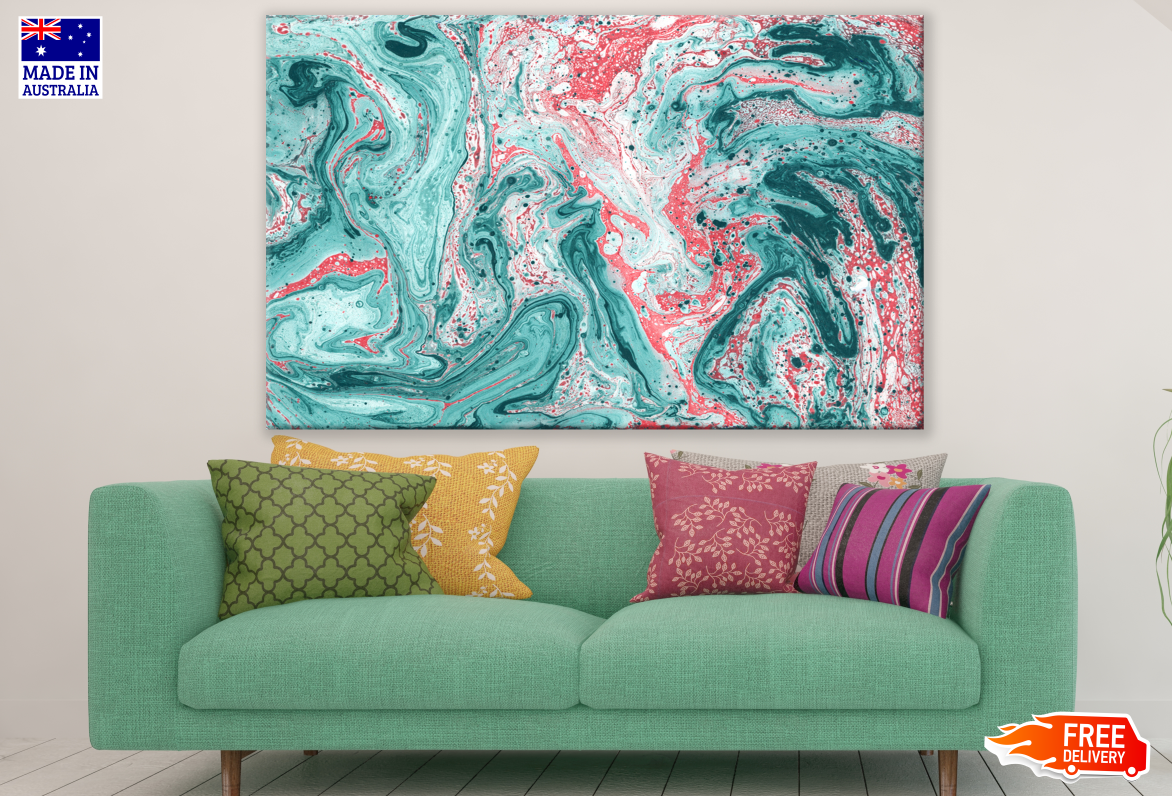 Blue Pink Abstract Design Print 100% Australian Made