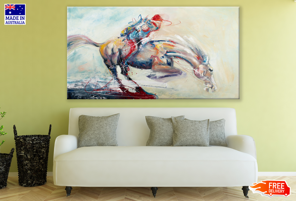 Horse Riding Abstract Painting Print 100% Australian Made