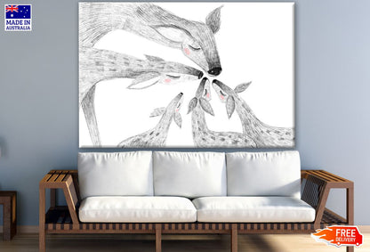 B&W Deer Painting Print 100% Australian Made