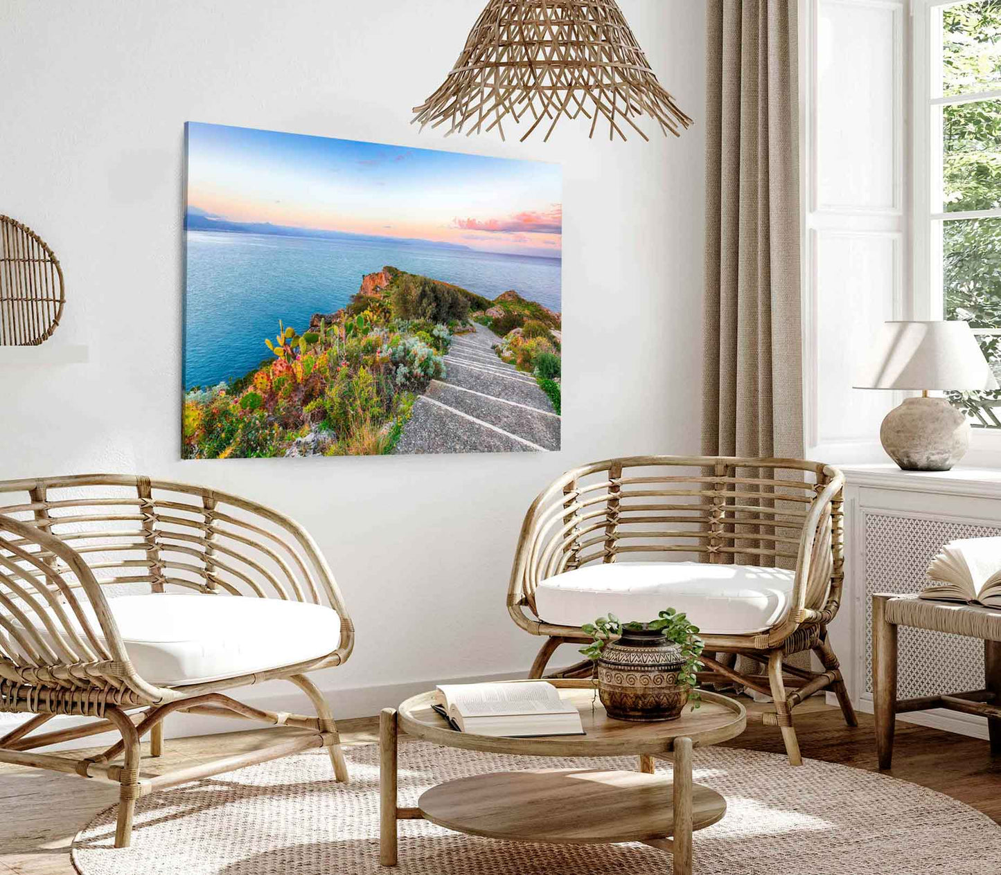 Bella Home Sunrise & Mountain Hill Sea View Print Canvas Ready to hang