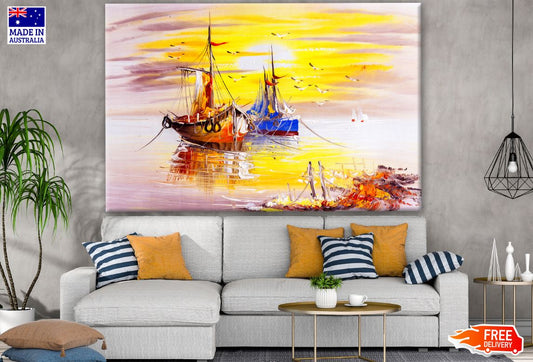 Boats on Beach Painting Print 100% Australian Made