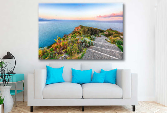 Bella Home Sunrise & Mountain Hill Sea View Print Canvas Ready to hang