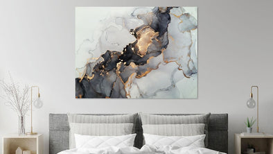 Abstract Gold and Black Alcohol Art Print 100% Australian Made