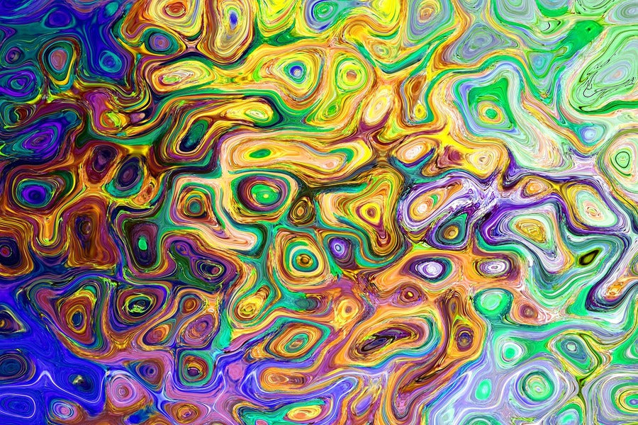 Blue Green & Yellow Pattern Abstract Design Print 100% Australian Made