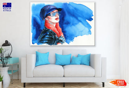 Fashion Woman with Sunglasses Abstract Watercolor Painting Print 100% Australian Made