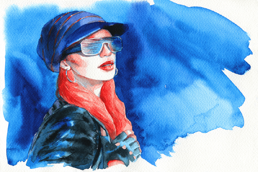 Fashion Woman with Sunglasses Abstract Watercolor Painting Print 100% Australian Made