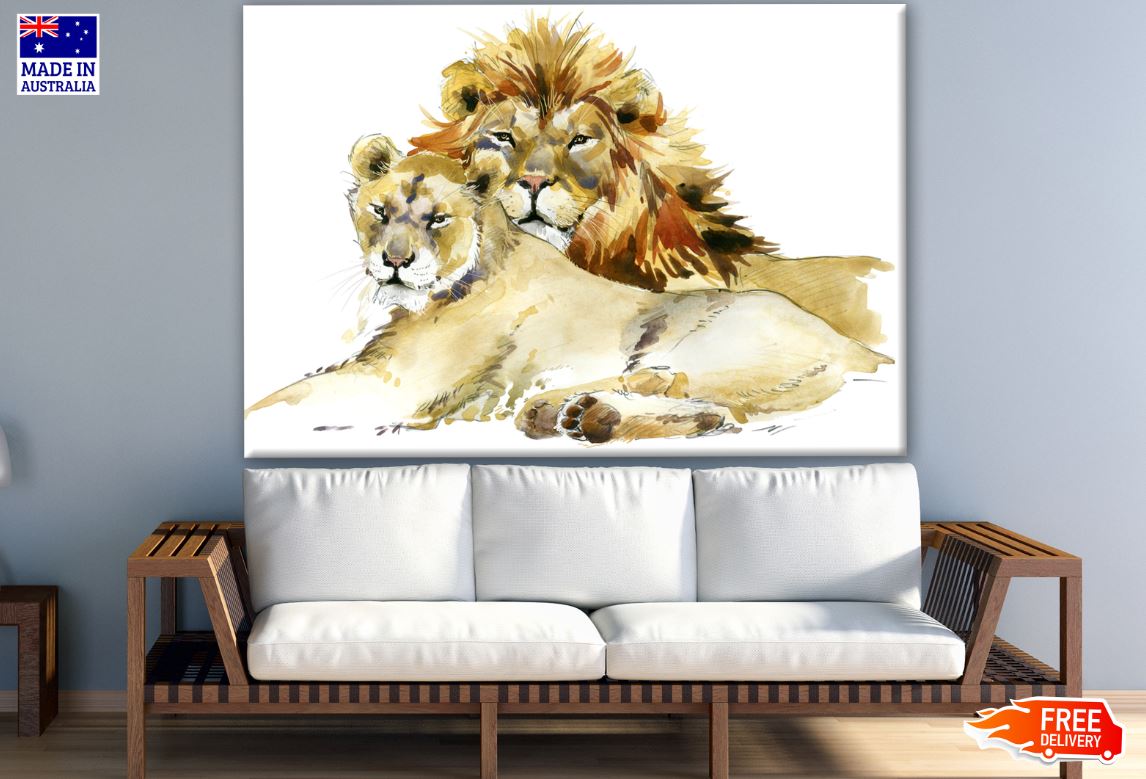 Lion Couple Painting Print 100% Australian Made