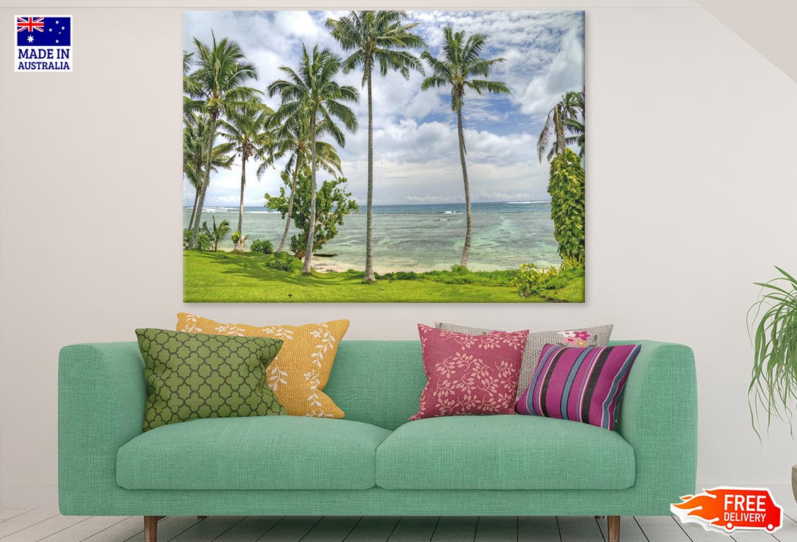 Palm Trees Near Sea Scenery Photograph Print 100% Australian Made