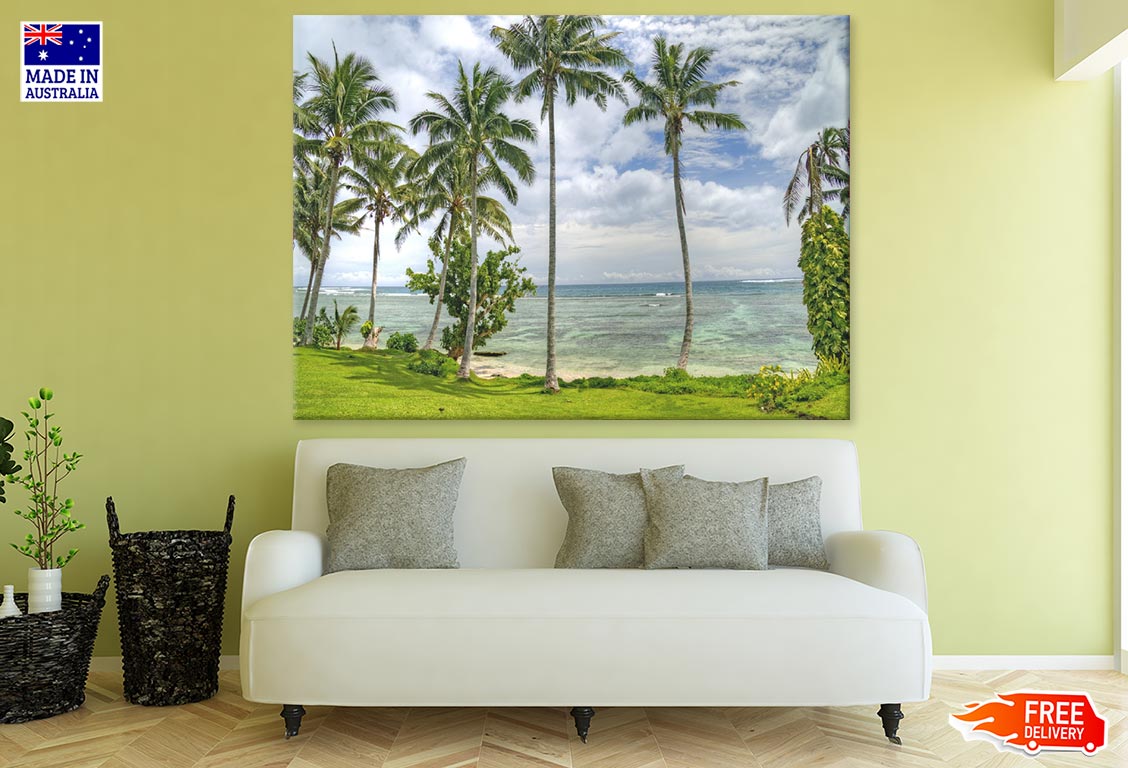 Palm Trees Near Sea Scenery Photograph Print 100% Australian Made