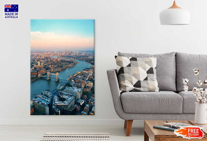 London City & Lake Skyline Aerial View Photograph Print 100% Australian Made