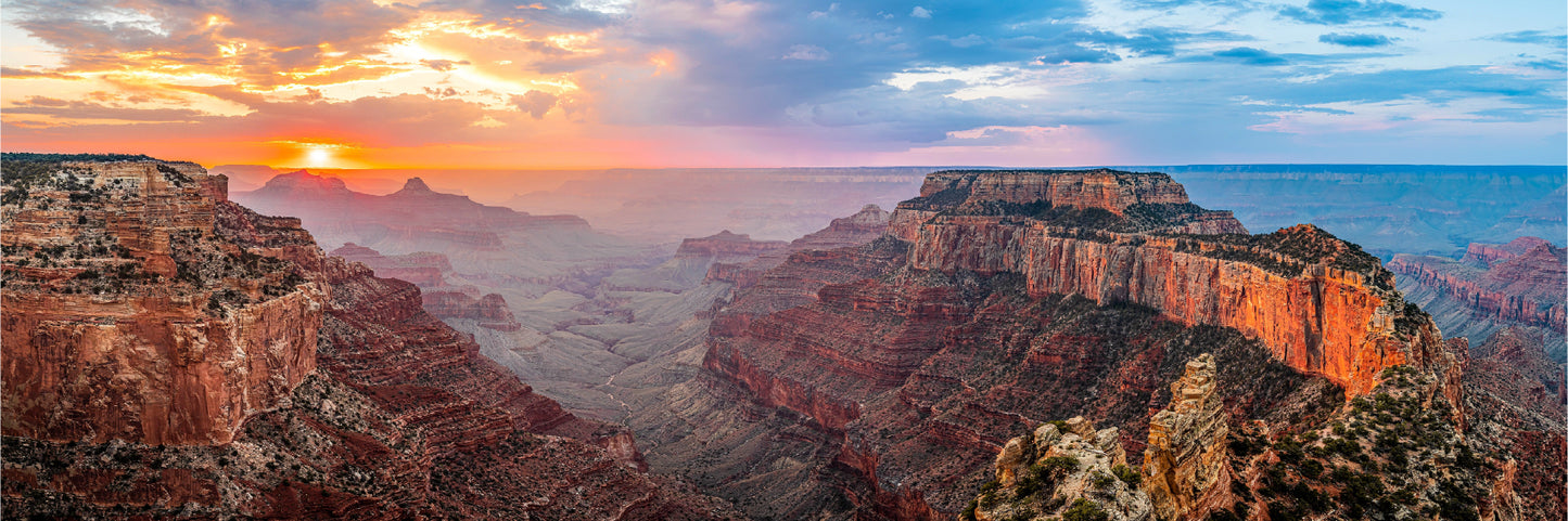 Panoramic Canvas Red Rock Canyon Dawn View Photograph High Quality 100% Australian Made Wall Canvas Print Ready to Hang