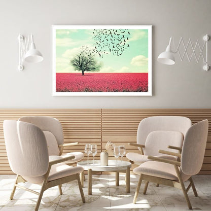 Tree & Flower Field Scenery Photograph Home Decor Premium Quality Poster Print Choose Your Sizes