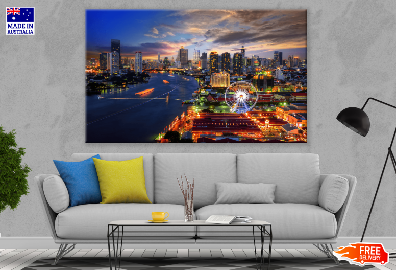 Bangkok Cityscape Night View Print 100% Australian Made