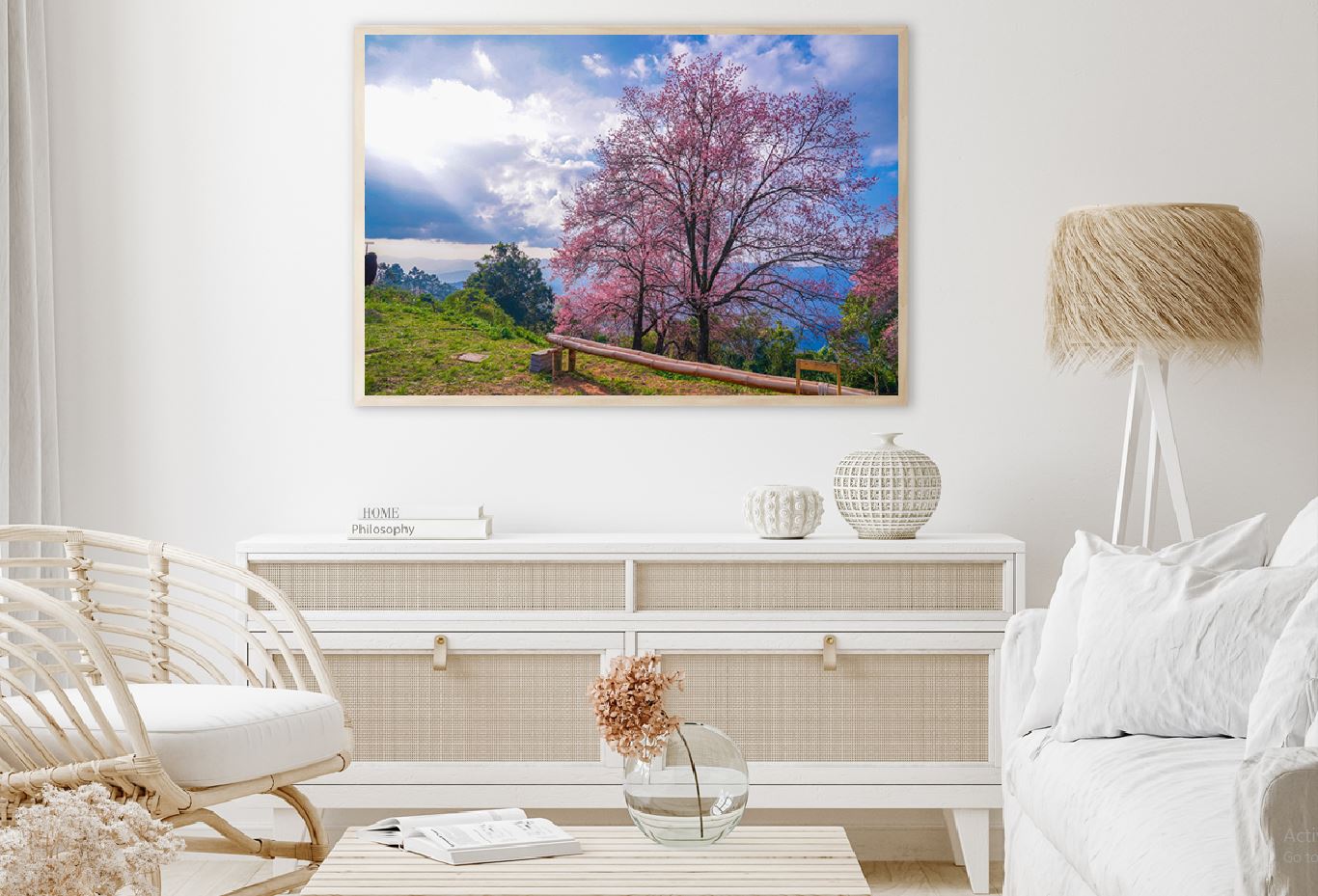 Cherry Blossom Tree on Hill View Photograph Home Decor Premium Quality Poster Print Choose Your Sizes