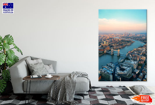 London City & Lake Skyline Aerial View Photograph Print 100% Australian Made