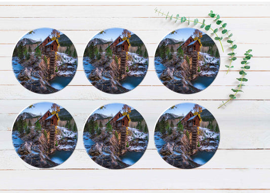 Powerhouse Crystal Mill in Colorado Coasters Wood & Rubber - Set of 6 Coasters