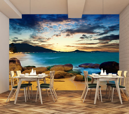 Wallpaper Murals Peel and Stick Removable Beach at Sunset High Quality