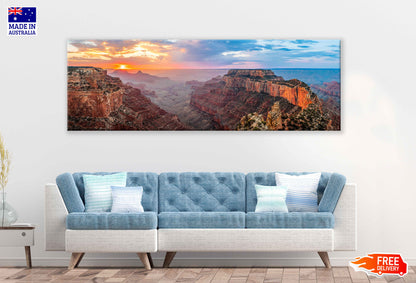 Panoramic Canvas Red Rock Canyon Dawn View Photograph High Quality 100% Australian Made Wall Canvas Print Ready to Hang