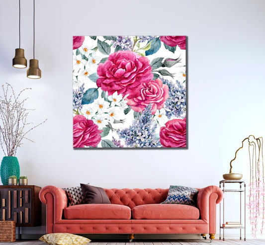 Square Canvas Floral Painting High Quality Print 100% Australian Made