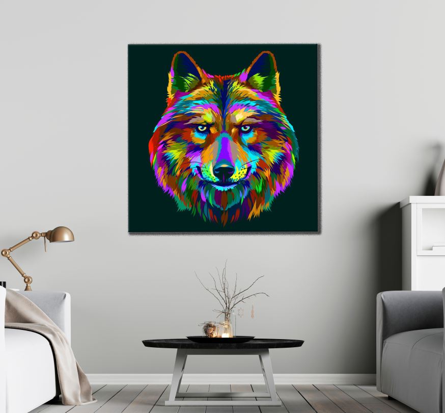 Square Canvas Abstract Colourful Fox Face Design High Quality Print 100% Australian Made