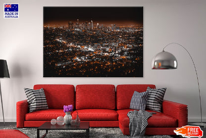 Los Angeles City Night Aerial View Photograph Print 100% Australian Made