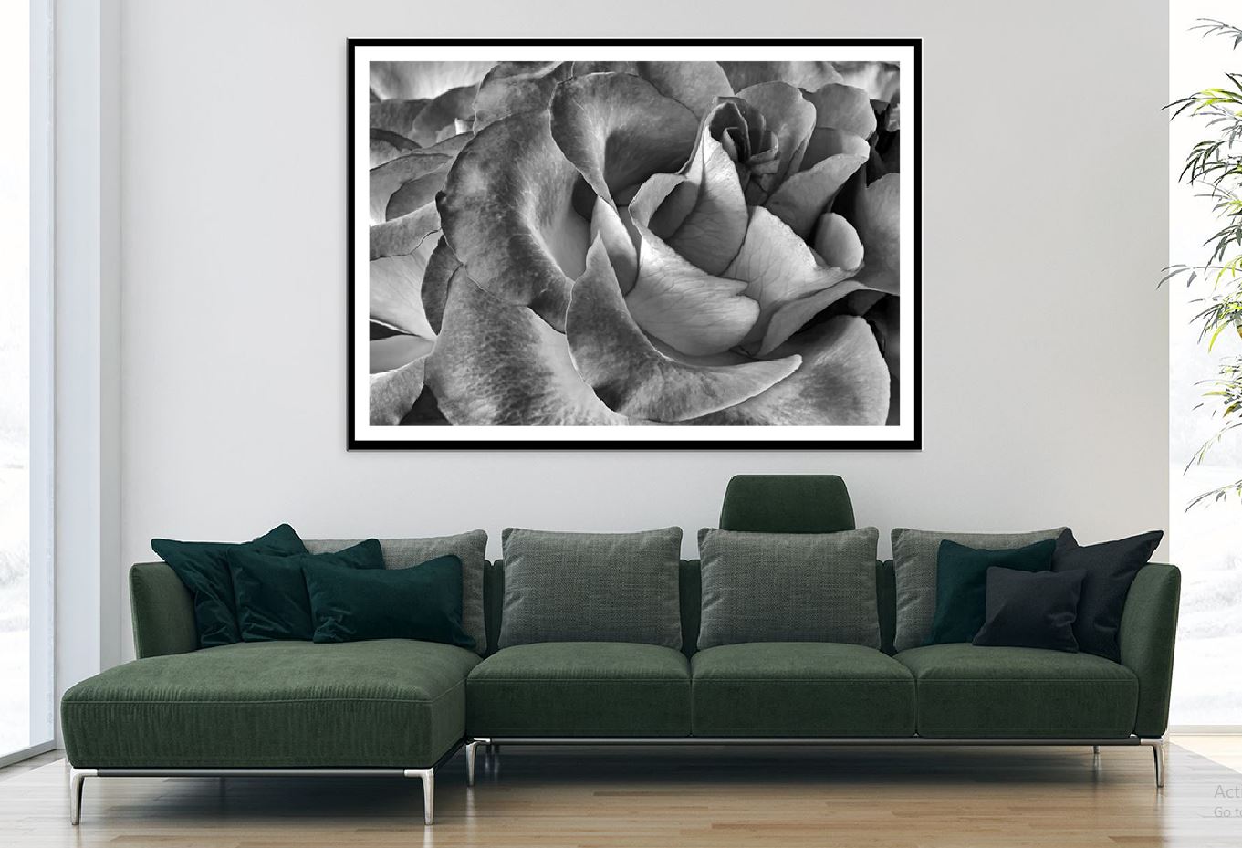 Rose Flower Petals Closeup B&W Photograph Home Decor Premium Quality Poster Print Choose Your Sizes