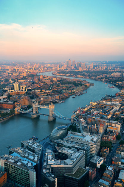 London City & Lake Skyline Aerial View Photograph Print 100% Australian Made