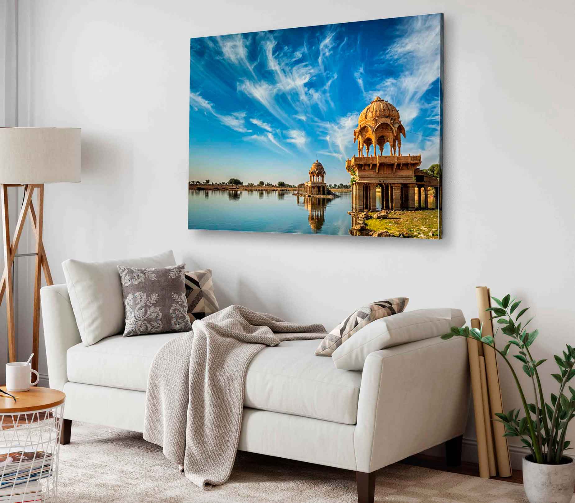 Bella Home Lake View in Rajasthan India Print Canvas Ready to hang