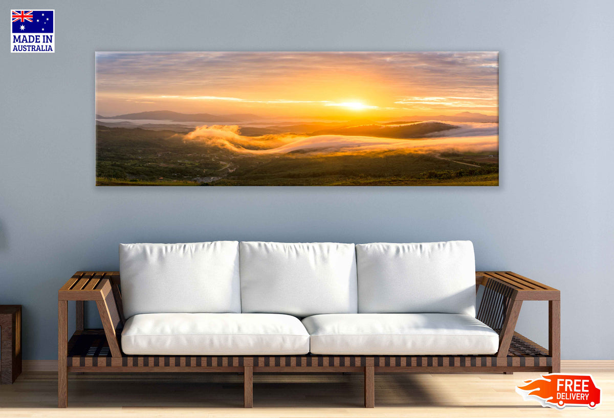 Panoramic Canvas Sunrise Lohan Ranau Scenery Photograph High Quality 1