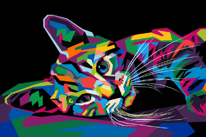 Colorful Cat Sleeping Abstract Design Print 100% Australian Made