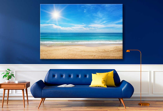 Bella Home Sand Beach & Sea View Landscape Print Canvas Ready to hang