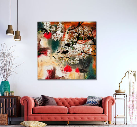 Square Canvas Colorful Floral Watercolor Painting High Quality Print 100% Australian Made