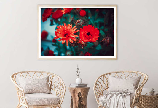 Orange Artificial Flowers View Photograph Home Decor Premium Quality Poster Print Choose Your Sizes