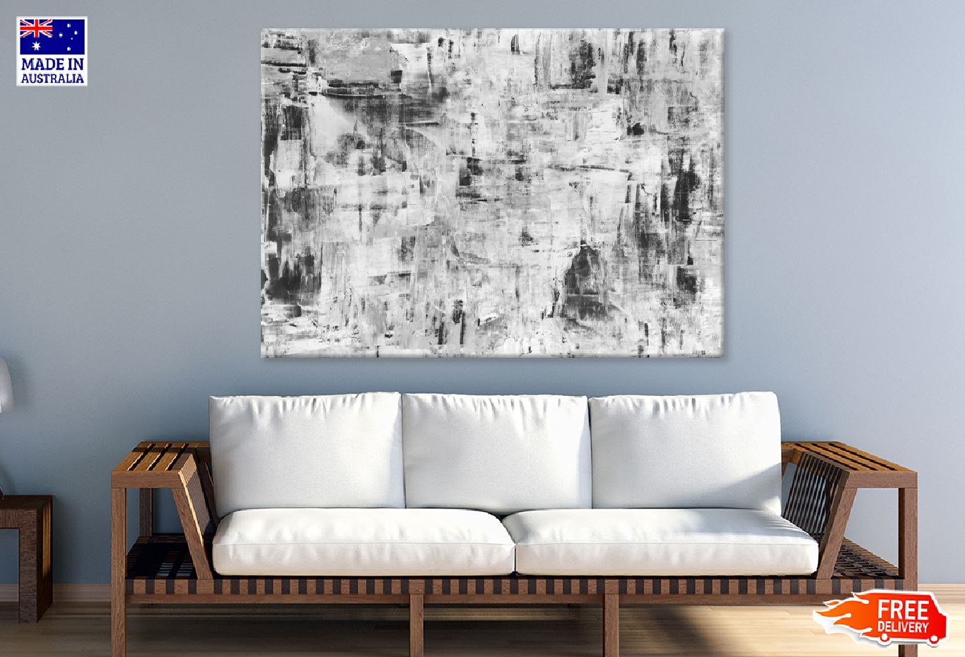 Abstract Brush Strokes B&W Design Print 100% Australian Made