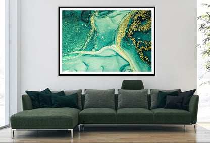 Green & Gold Splash Abstract Design Home Decor Premium Quality Poster Print Choose Your Sizes