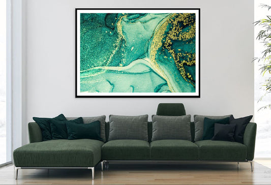 Green & Gold Splash Abstract Design Home Decor Premium Quality Poster Print Choose Your Sizes