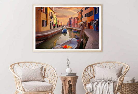 Boats on Burano Venice Sunset Photograph Home Decor Premium Quality Poster Print Choose Your Sizes