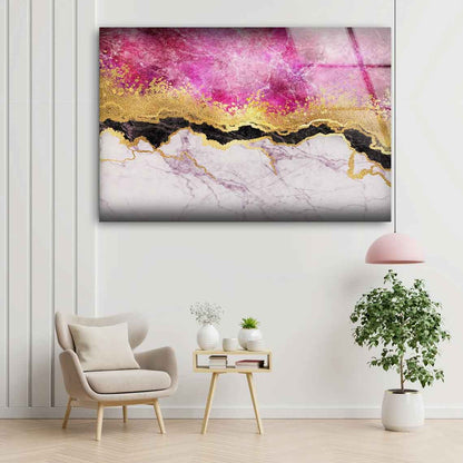 Pink Gold Black & Beige Abstract Design Acrylic Glass Print Tempered Glass Wall Art 100% Made in Australia Ready to Hang