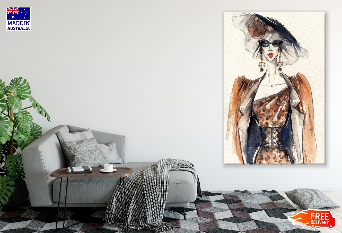 Fashion Woman Painted Illustration Print 100% Australian Made