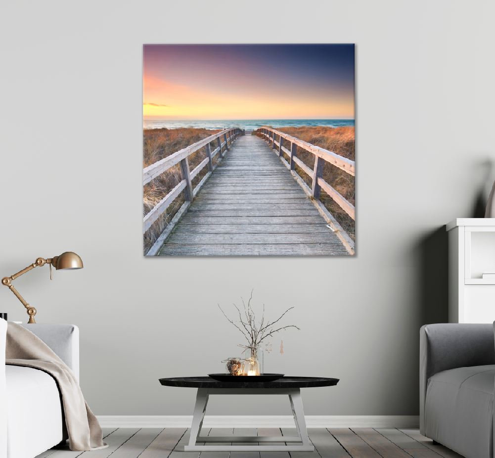 Square Canvas Wooden Path & Baltic Sea View Photograph High Quality Print 100% Australian Made