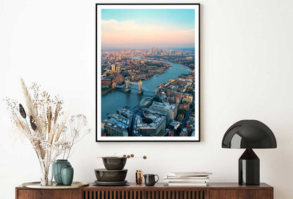 London City & Lake Skyline Aerial View Photograph Home Decor Premium Quality Poster Print Choose Your Sizes