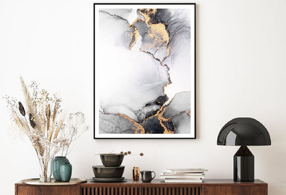 Grey Black & Gold Abstract Design Home Decor Premium Quality Poster Print Choose Your Sizes