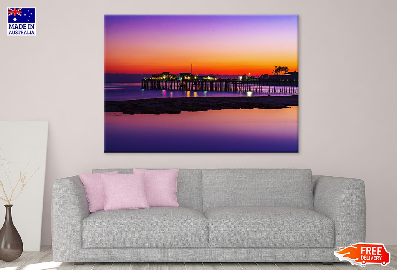 Wooden Pier on Sea Sunset View Photograph Print 100% Australian Made