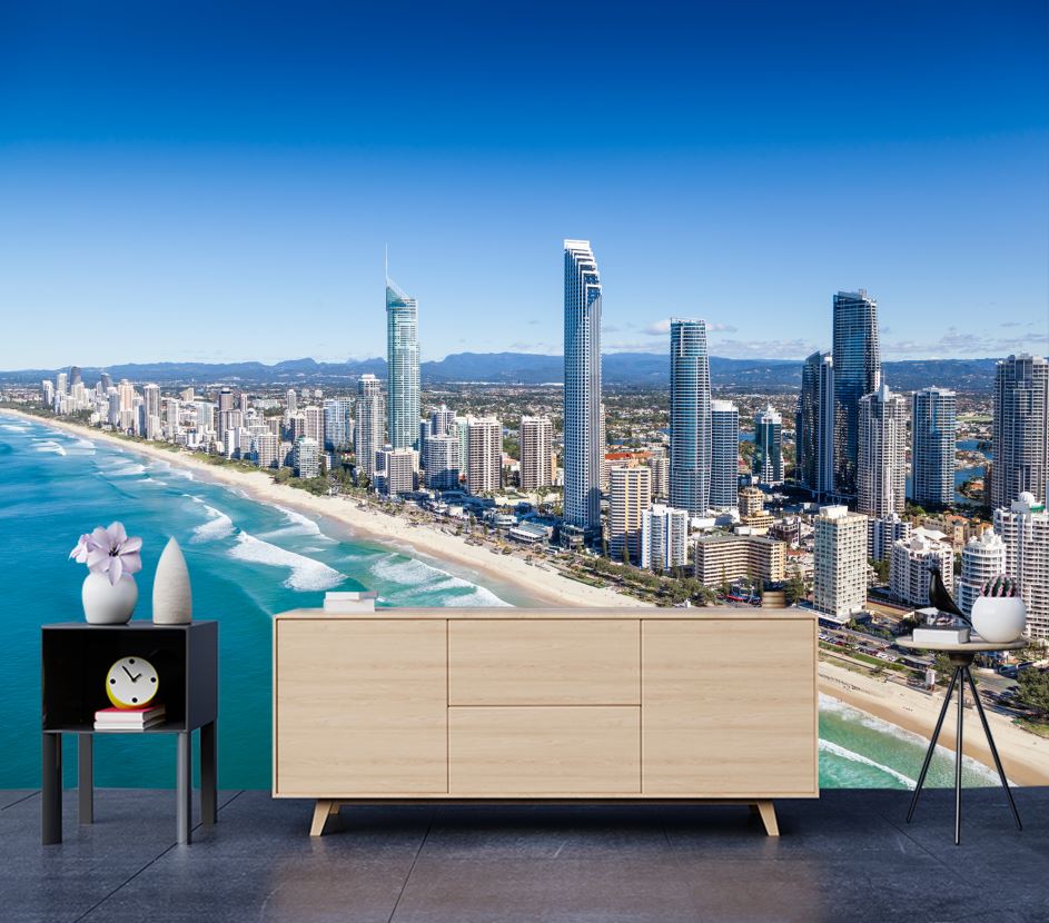 Wallpaper Murals Peel and Stick Removable Stunning Beach & City View Photograph High Quality