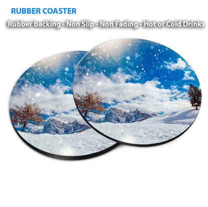 Christmas Snow Fall in Italy Coasters Wood & Rubber - Set of 6 Coasters