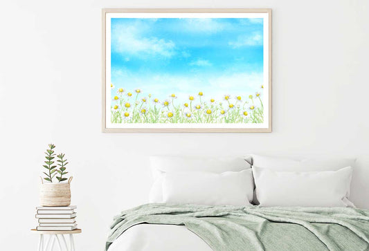 White Flower Field Illustration Home Decor Premium Quality Poster Print Choose Your Sizes