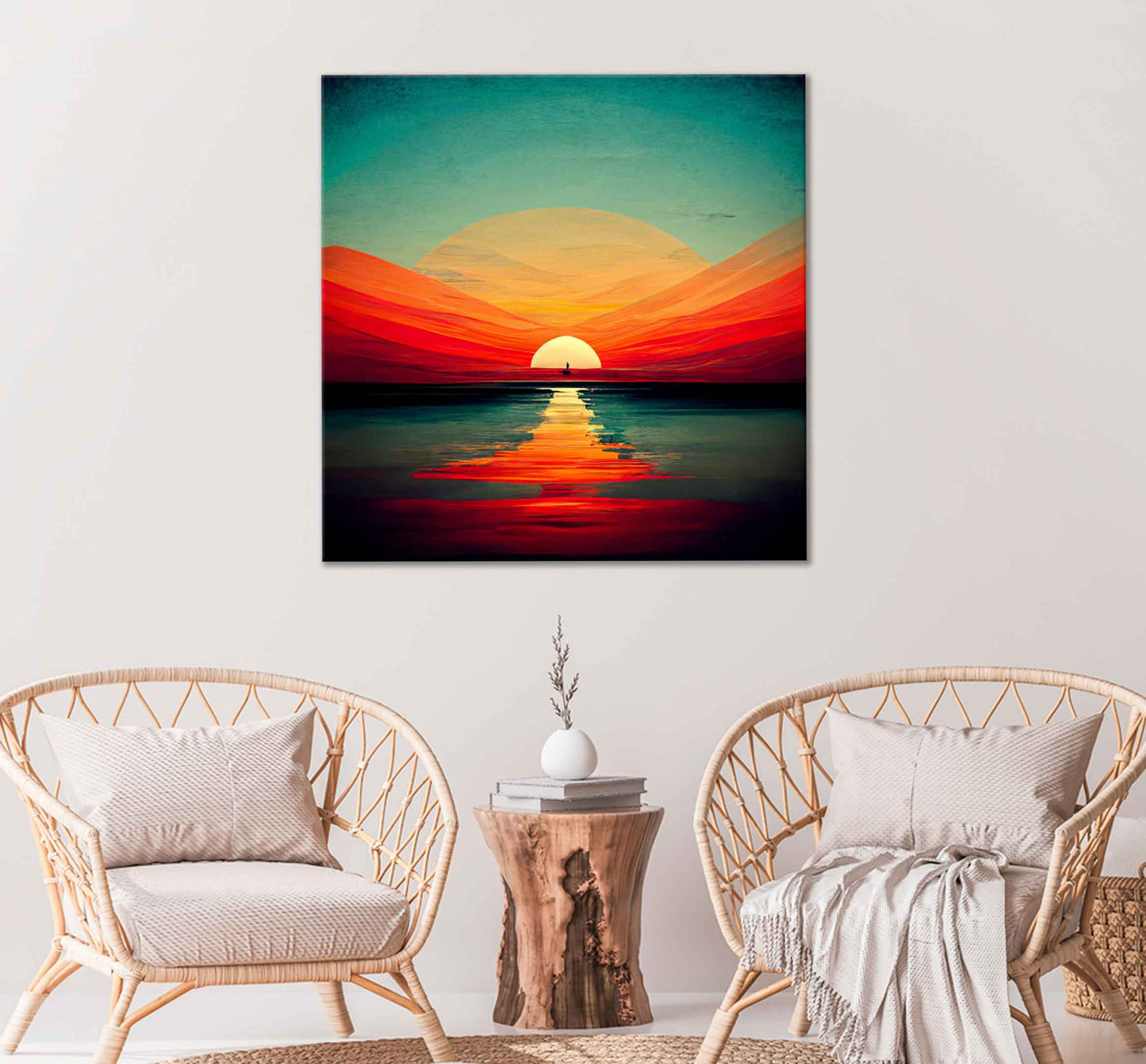 Square Canvas Sunset Sky Beach Oil Painting High Quality Print 100% Australian Made