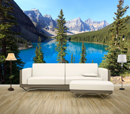 Wallpaper Murals Peel and Stick Removable Lake & Forest View High Quality